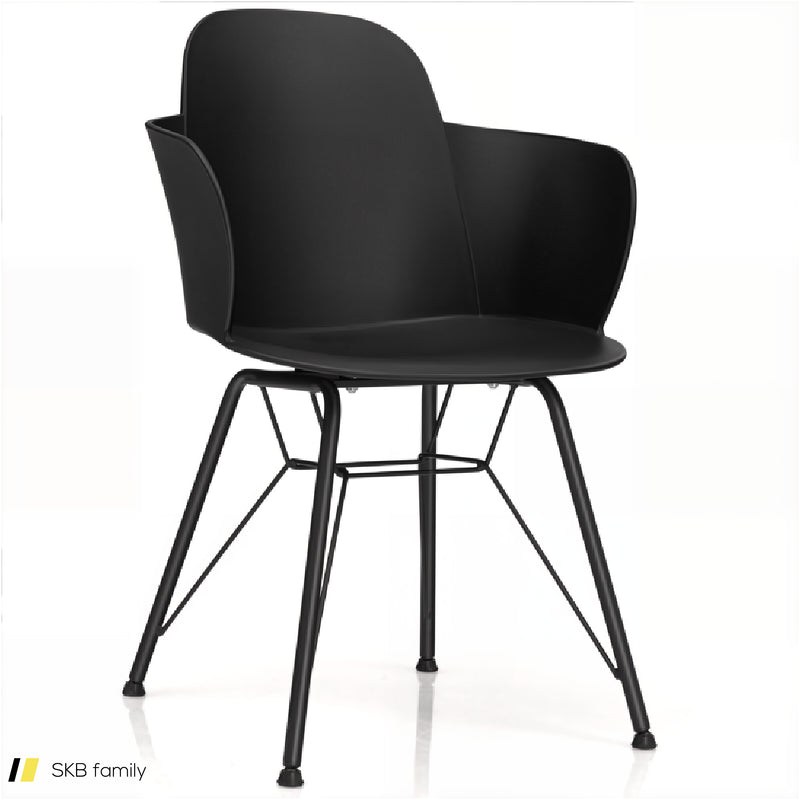 Set Of 2 Metal Frame Modern Petal-Shape Plastic Dining Chairs 240515-230830