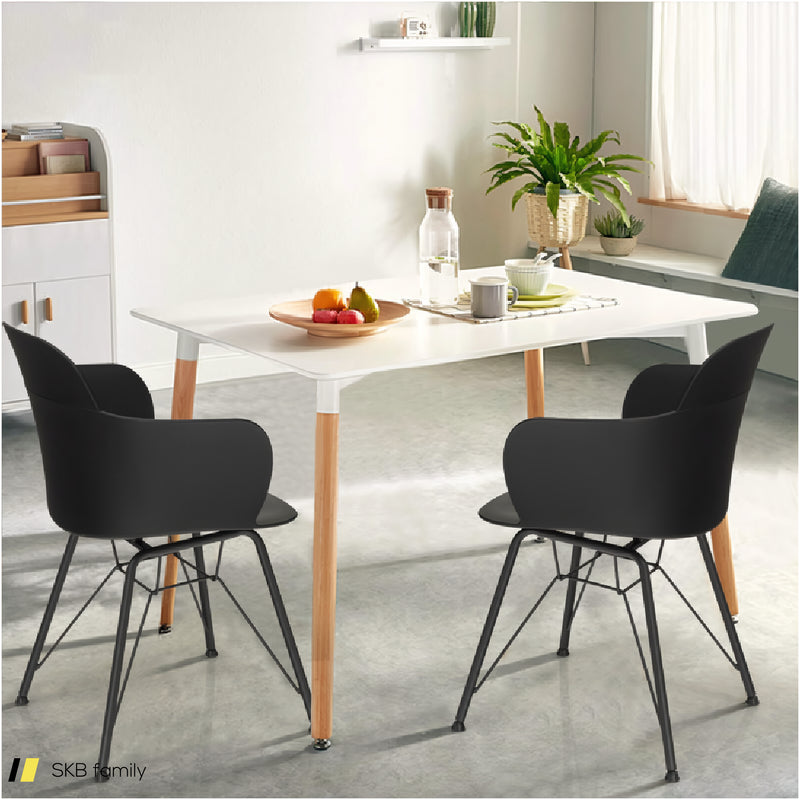 Set Of 2 Metal Frame Modern Petal-Shape Plastic Dining Chairs 240515-230830