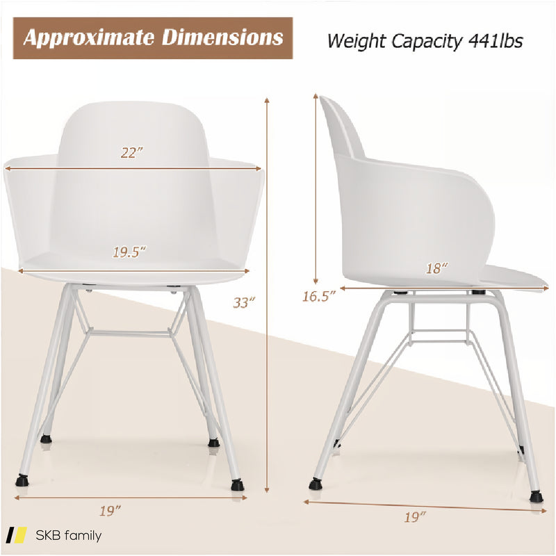 Set Of 2 Metal Frame Modern Petal-Shape Plastic Dining Chairs 240515-230830