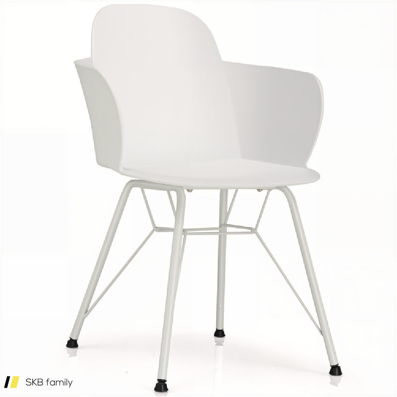 Set Of 2 Metal Frame Modern Petal-Shape Plastic Dining Chairs 240515-230830