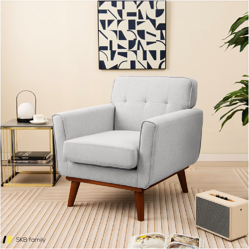 Modern Accent Chair Upholstered Linen Fabric Armchair With Removable Padded Seat Cushion 240515-230832