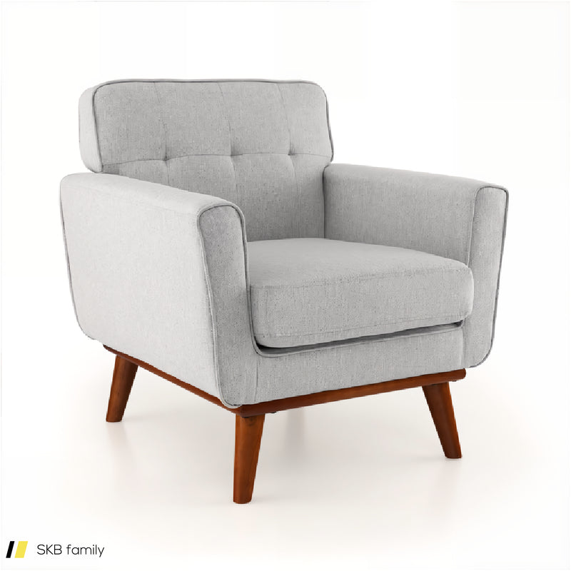 Modern Accent Chair Upholstered Linen Fabric Armchair With Removable Padded Seat Cushion 240515-230832