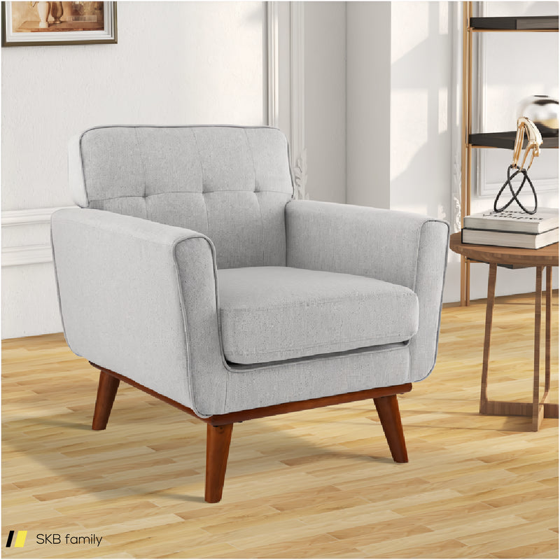 Modern Accent Chair Upholstered Linen Fabric Armchair With Removable Padded Seat Cushion 240515-230832