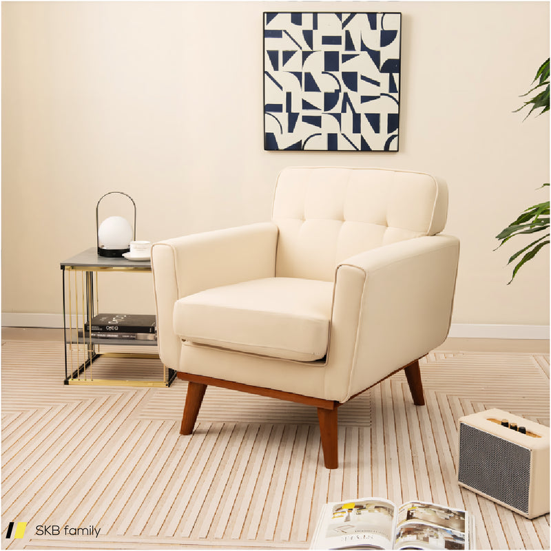 Modern Accent Chair Upholstered Linen Fabric Armchair With Removable Padded Seat Cushion 240515-230832