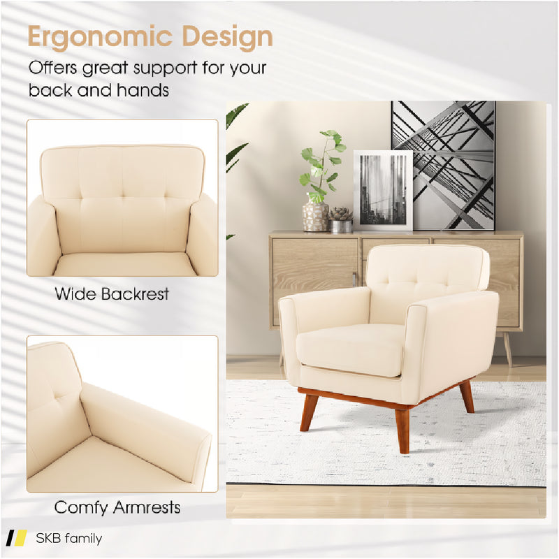 Modern Accent Chair Upholstered Linen Fabric Armchair With Removable Padded Seat Cushion 240515-230832