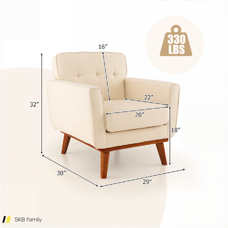 Modern Accent Chair Upholstered Linen Fabric Armchair With Removable Padded Seat Cushion 240515-230832