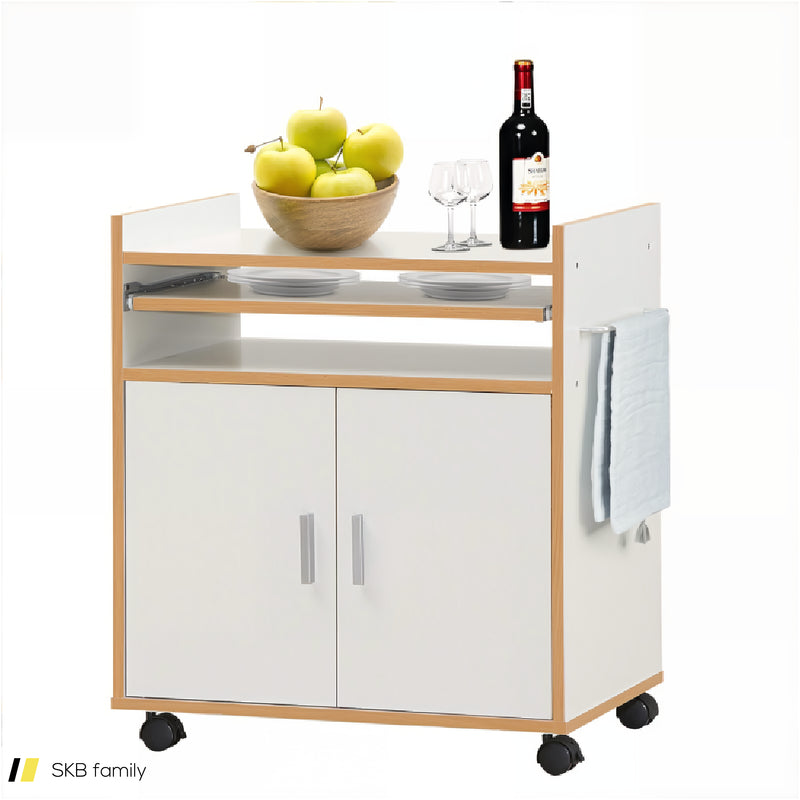 Kitchen Island On Wheels With Removable Shelf And Towel Rack 240515-230836