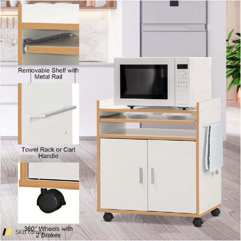 Kitchen Island On Wheels With Removable Shelf And Towel Rack 240515-230836