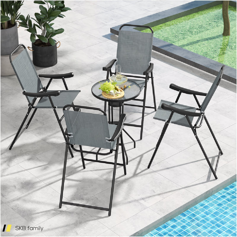 Patio Folding Bar Stool Set Of 4 With Metal Frame And Footrest 240615-230840