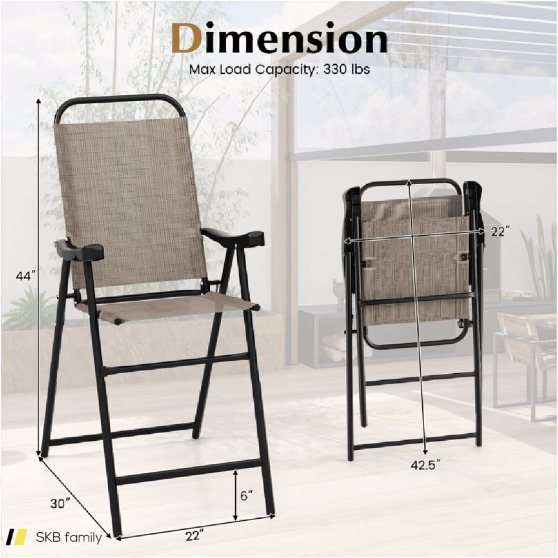 Patio Folding Bar Stool Set Of 4 With Metal Frame And Footrest 240615-230840