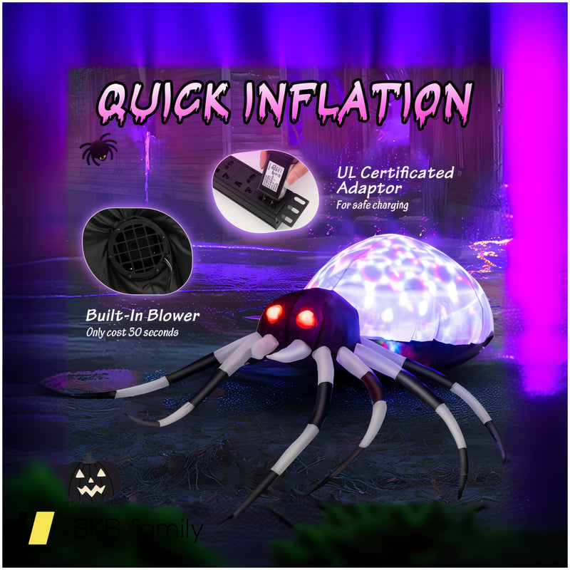 3.5 Feet Wall Halloween Inflatable Spider With Multi-Color Lights And Built-In Blower 240515-230844