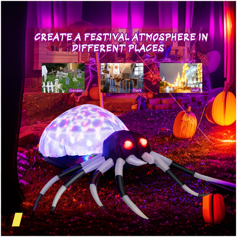 3.5 Feet Wall Halloween Inflatable Spider With Multi-Color Lights And Built-In Blower 240515-230844