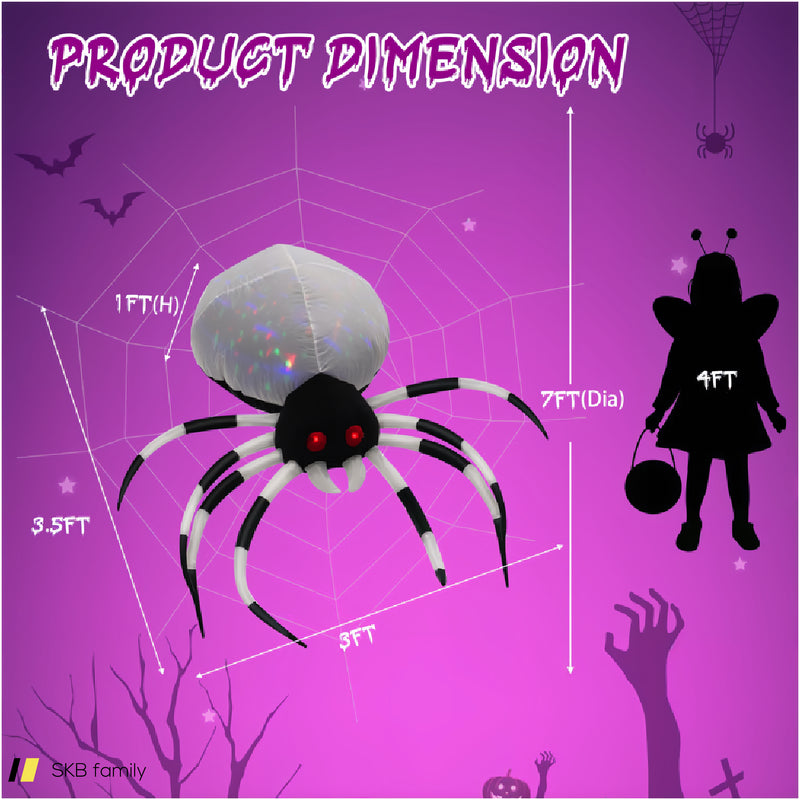 3.5 Feet Wall Halloween Inflatable Spider With Multi-Color Lights And Built-In Blower 240515-230844