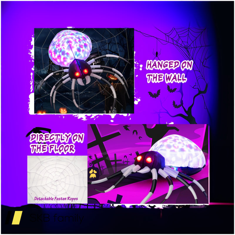 3.5 Feet Wall Halloween Inflatable Spider With Multi-Color Lights And Built-In Blower 240515-230844