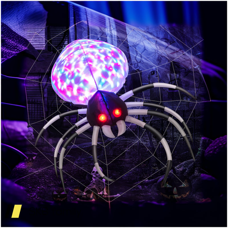 3.5 Feet Wall Halloween Inflatable Spider With Multi-Color Lights And Built-In Blower 240515-230844