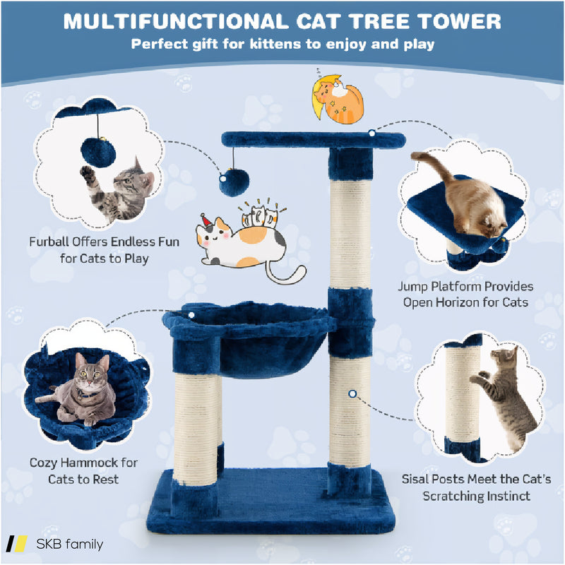 Multi-Level Cat Tree With Scratching Posts And Cat Hammock 240515-230845