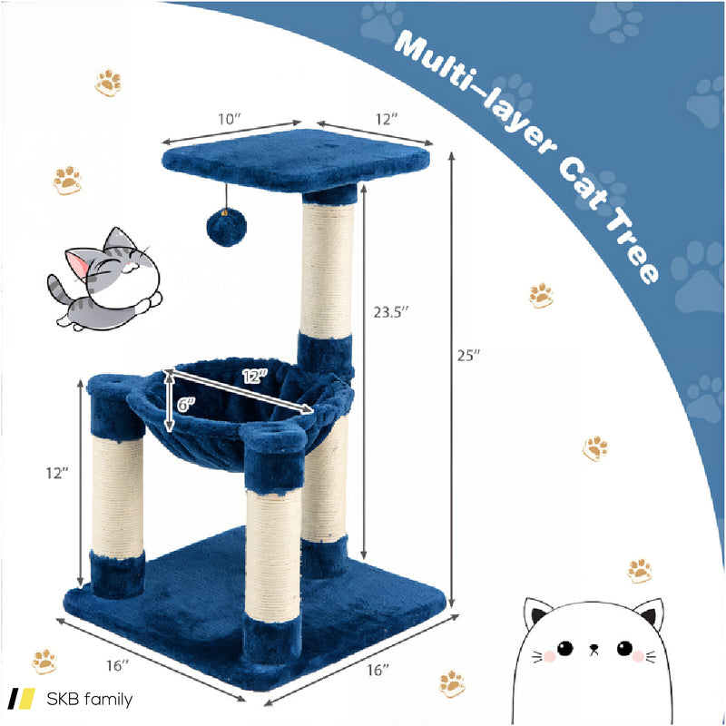 Multi-Level Cat Tree With Scratching Posts And Cat Hammock 240515-230845