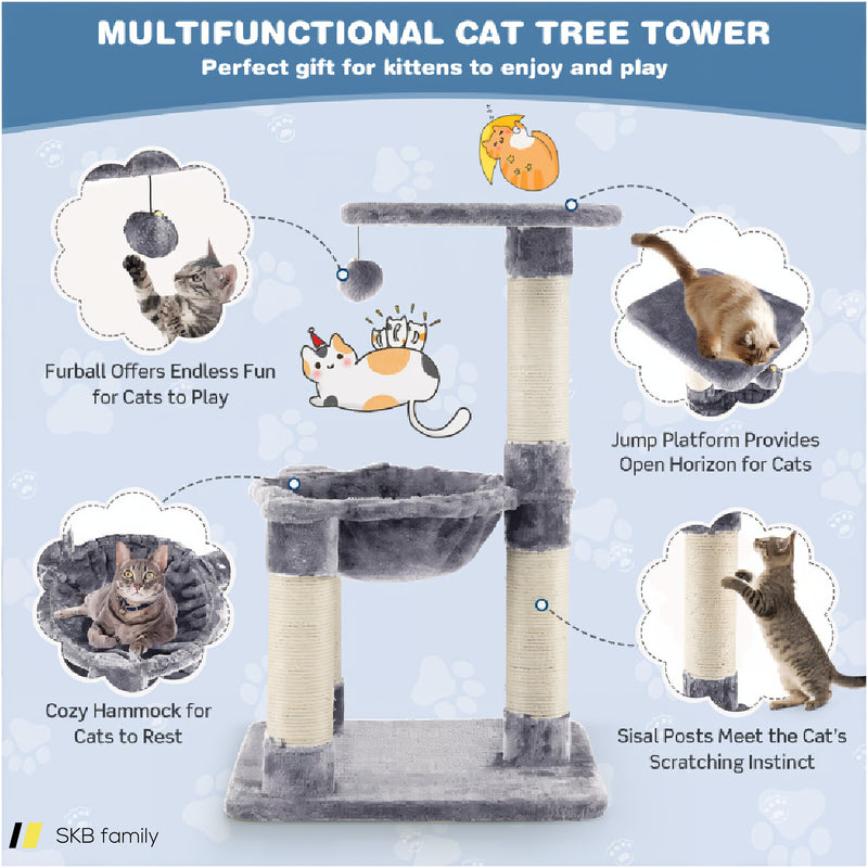 Multi-Level Cat Tree With Scratching Posts And Cat Hammock 240515-230845