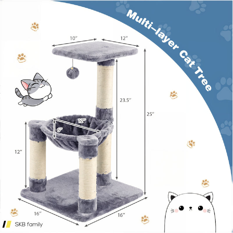 Multi-Level Cat Tree With Scratching Posts And Cat Hammock 240515-230845