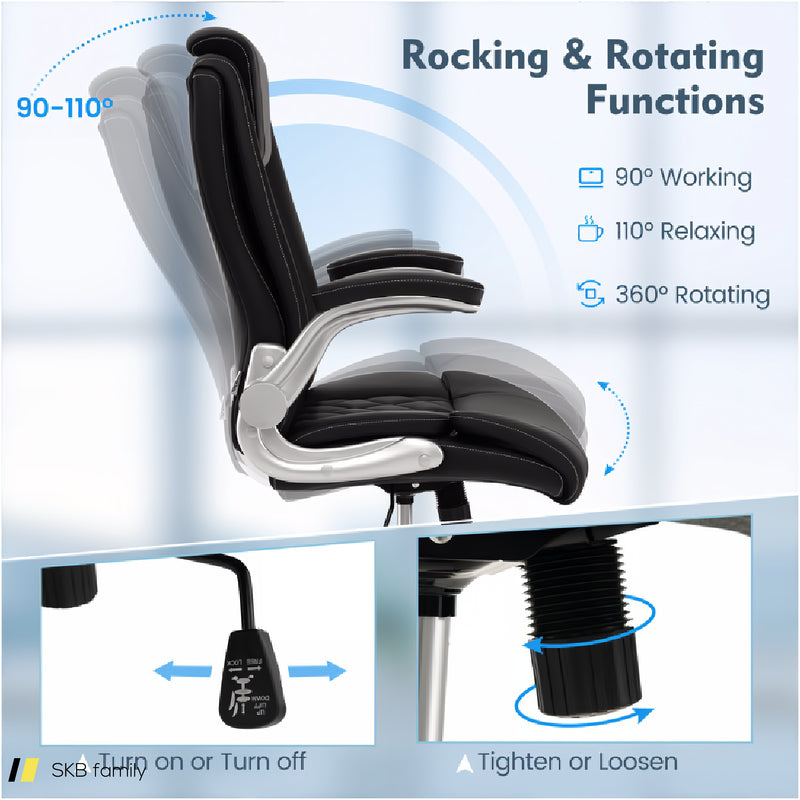 Modern Height Adjustable Pu Leather Office Chair With Rocking Function 240515-230848