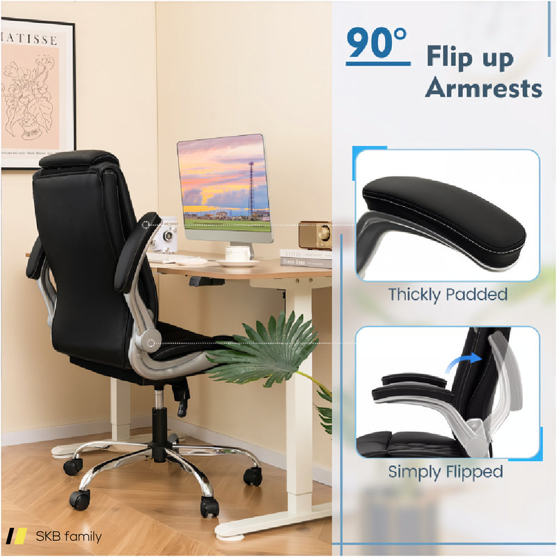 Modern Height Adjustable Pu Leather Office Chair With Rocking Function 240515-230848