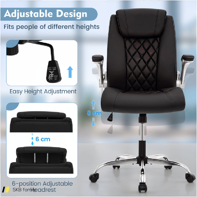 Modern Height Adjustable Pu Leather Office Chair With Rocking Function 240515-230848