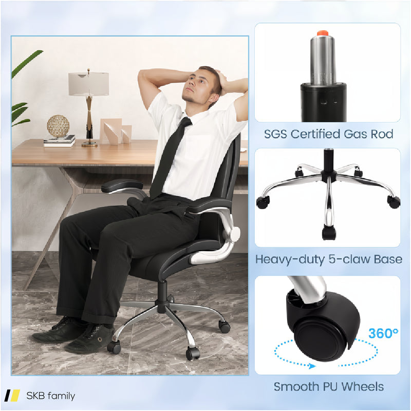 Modern Height Adjustable Pu Leather Office Chair With Rocking Function 240515-230848