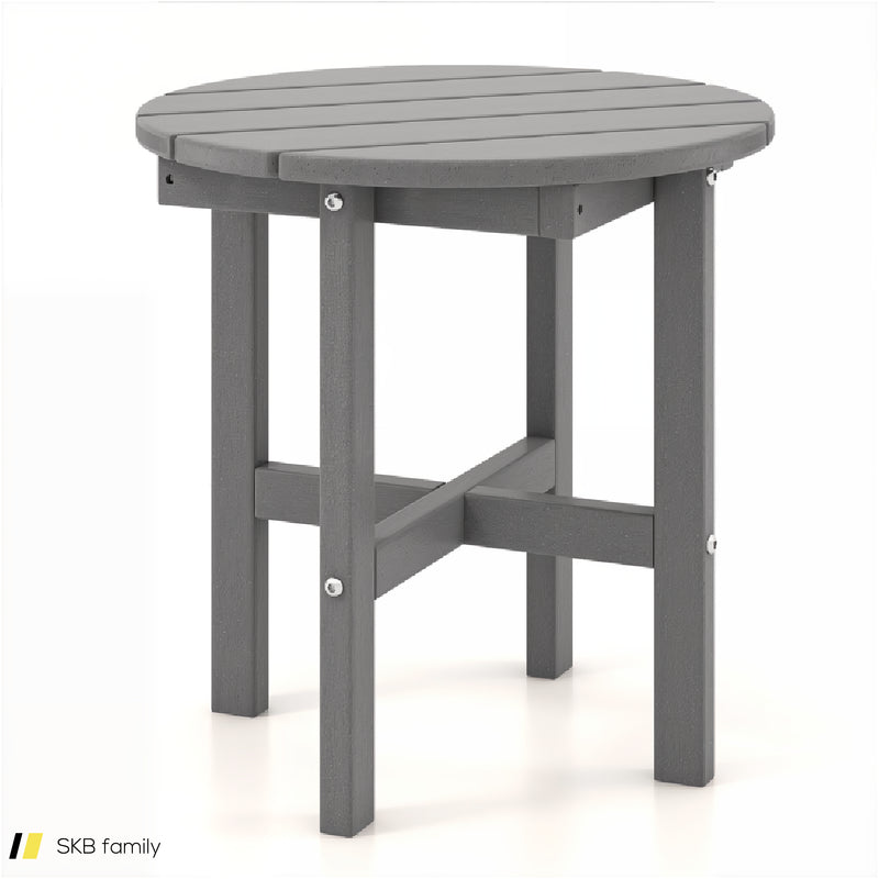 18 Inch Adirondack Round Side Table With Cross Base And Slatted Surface 240615-230852