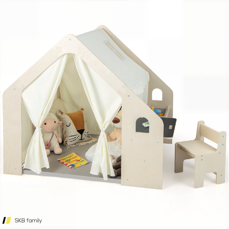 Montessori Style Indoor Playhouse With Storage Bin And Floor Mat For Toddlers Aged 2-6 Years Old 240615-230858