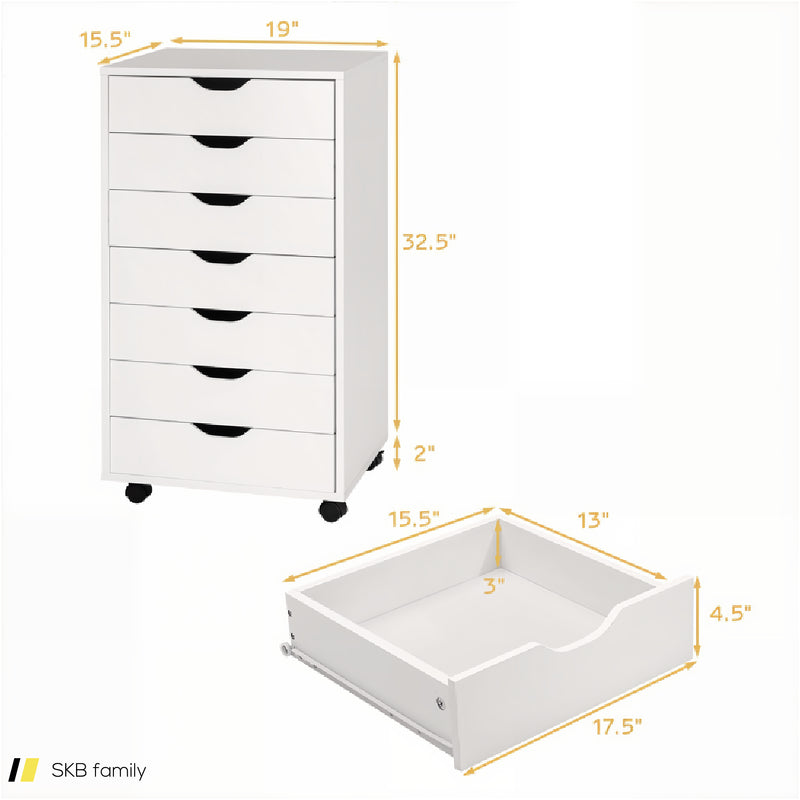 Mobile Lateral Filing Organizer With 7 Drawers And Wheels 240615-230861