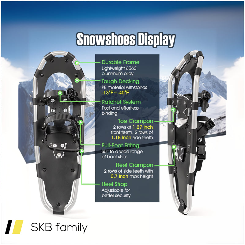 21/25/30 Inch 4-In-1 Lightweight Terrain Snowshoes With Flexible Pivot System 240615-230863