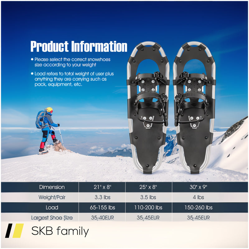 21/25/30 Inch 4-In-1 Lightweight Terrain Snowshoes With Flexible Pivot System 240615-230863