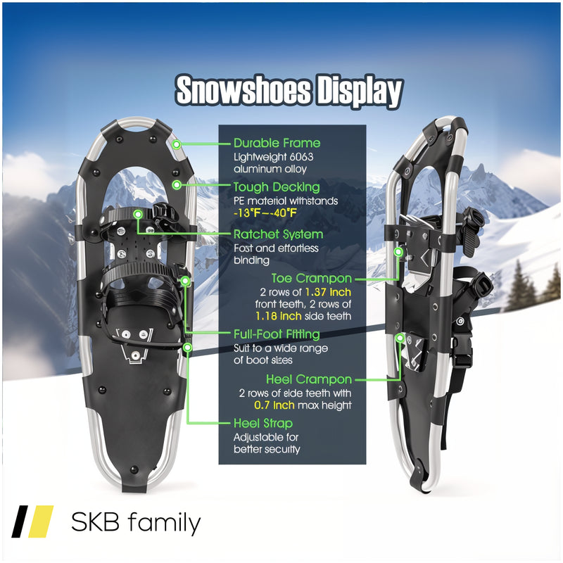 21/25/30 Inch 4-In-1 Lightweight Terrain Snowshoes With Flexible Pivot System 240615-230863