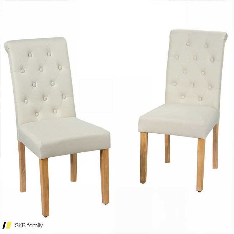 2 Pieces Tufted Dining Chair Set With Adjustable Anti-Slip Foot Pads 240615-230866