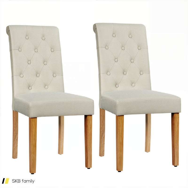 2 Pieces Tufted Dining Chair Set With Adjustable Anti-Slip Foot Pads 240615-230866