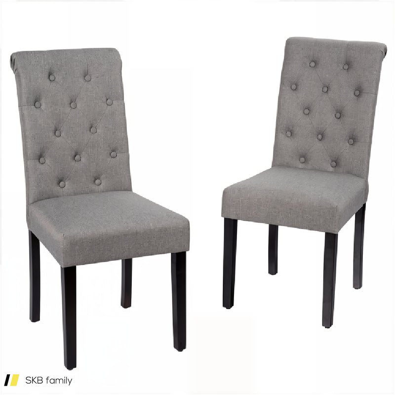 2 Pieces Tufted Dining Chair Set With Adjustable Anti-Slip Foot Pads 240615-230866