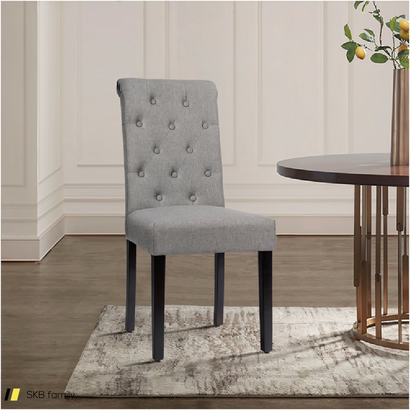 2 Pieces Tufted Dining Chair Set With Adjustable Anti-Slip Foot Pads 240615-230866