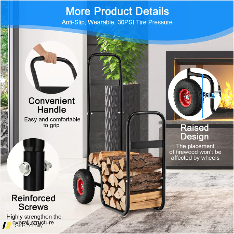 Firewood Log Cart Carrier With Wear-Resistant And Shockproof Rubber Wheels 240615-230867