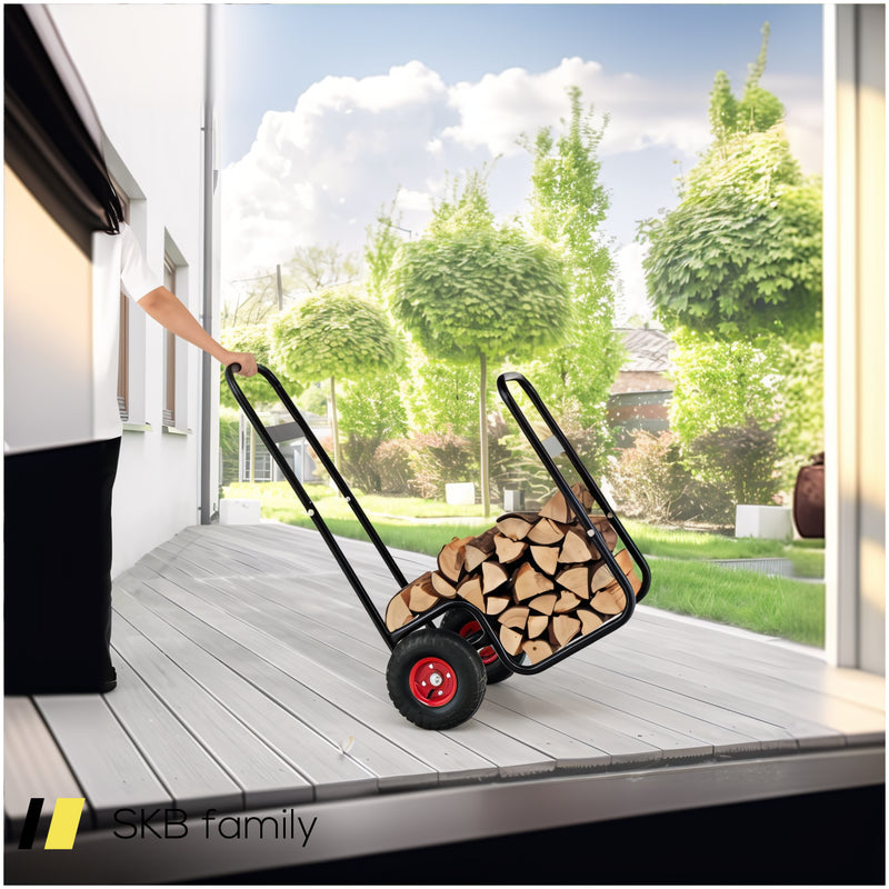 Firewood Log Cart Carrier With Wear-Resistant And Shockproof Rubber Wheels 240615-230867