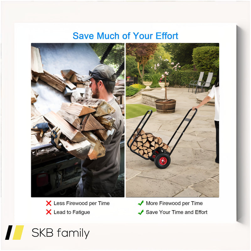 Firewood Log Cart Carrier With Wear-Resistant And Shockproof Rubber Wheels 240615-230867