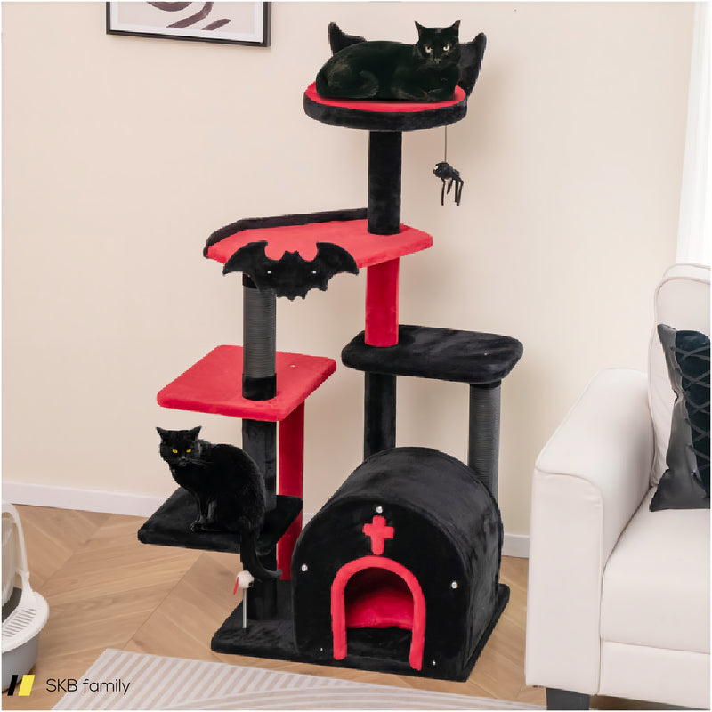 Gothic Cat Tree 53&Quot; Tall Cat Tower With Cat Bed And Arch-Shaped Condo 240615-230870