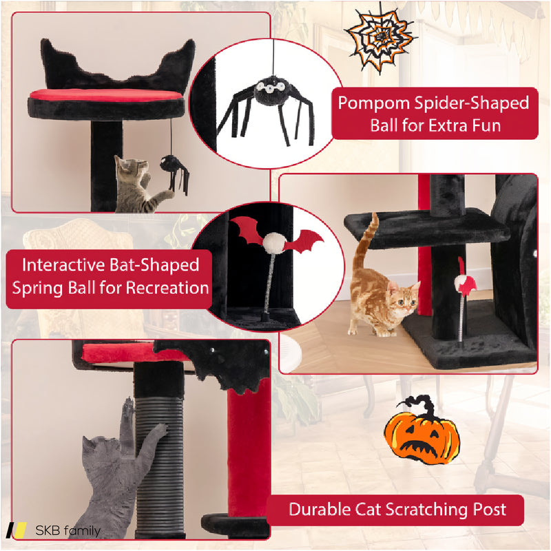 Gothic Cat Tree 53&Quot; Tall Cat Tower With Cat Bed And Arch-Shaped Condo 240615-230870