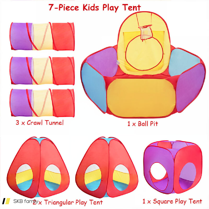 7 Pieces Kids Ball Pit Pop Up Play Tents 240615-230871