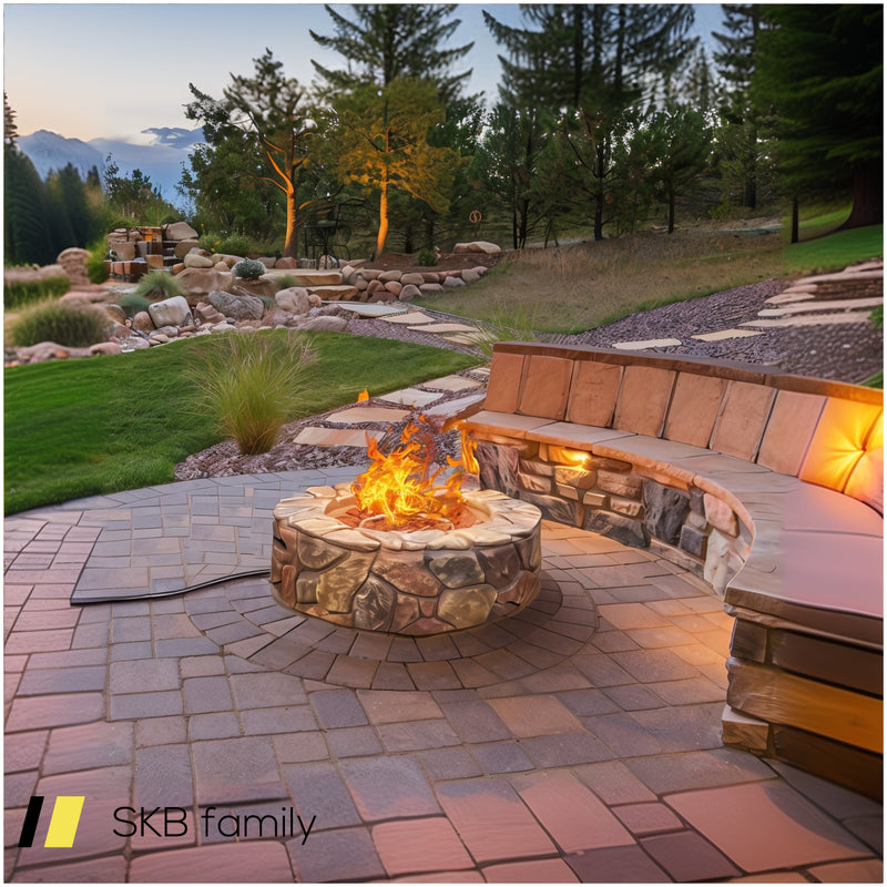 40,000 Btu Stone Gas Fire Stove Pit For Outdoor Patio Garden Backyard 240615-230879