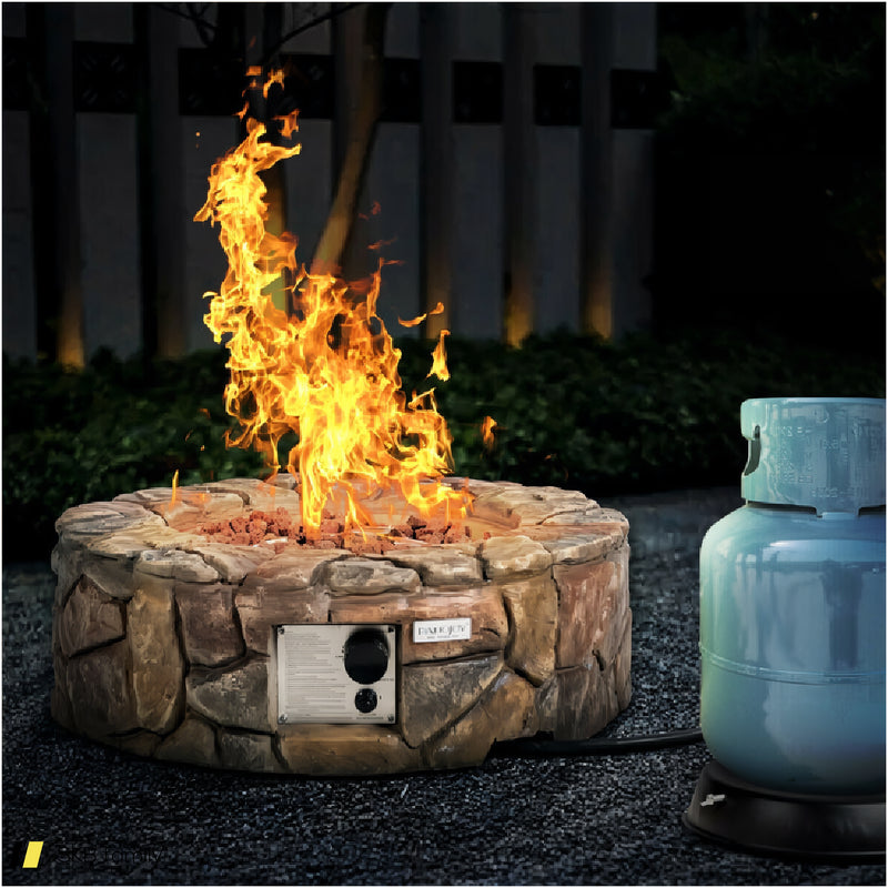 40,000 Btu Stone Gas Fire Stove Pit For Outdoor Patio Garden Backyard 240615-230879