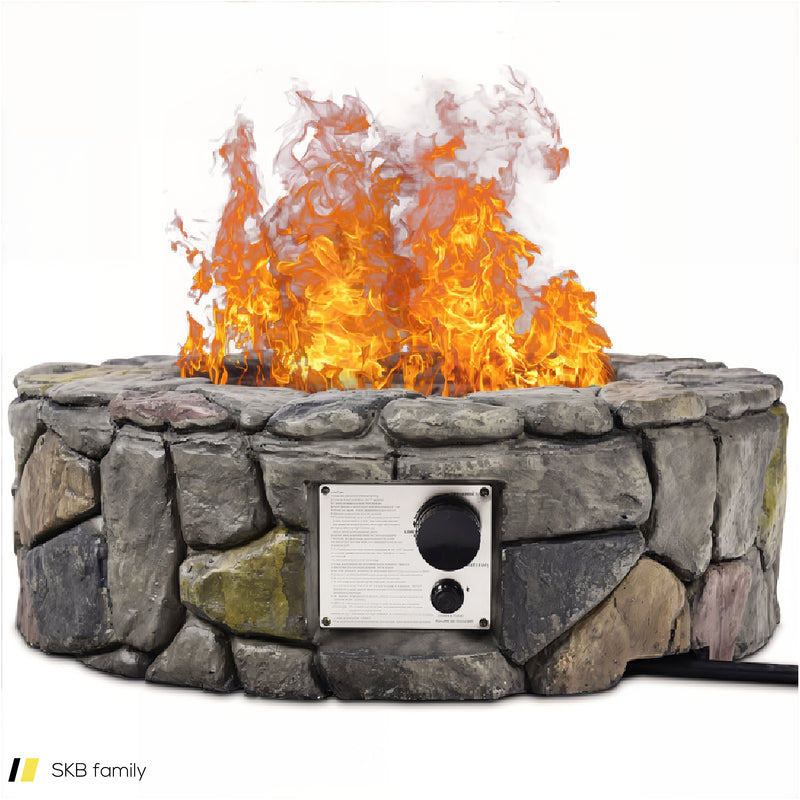 40,000 Btu Stone Gas Fire Stove Pit For Outdoor Patio Garden Backyard 240615-230879