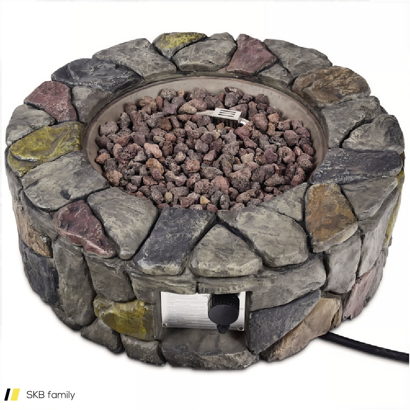 40,000 Btu Stone Gas Fire Stove Pit For Outdoor Patio Garden Backyard 240615-230879