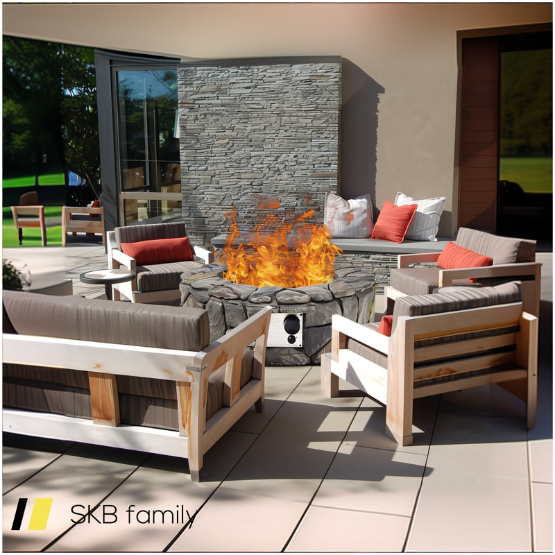 40,000 Btu Stone Gas Fire Stove Pit For Outdoor Patio Garden Backyard 240615-230879