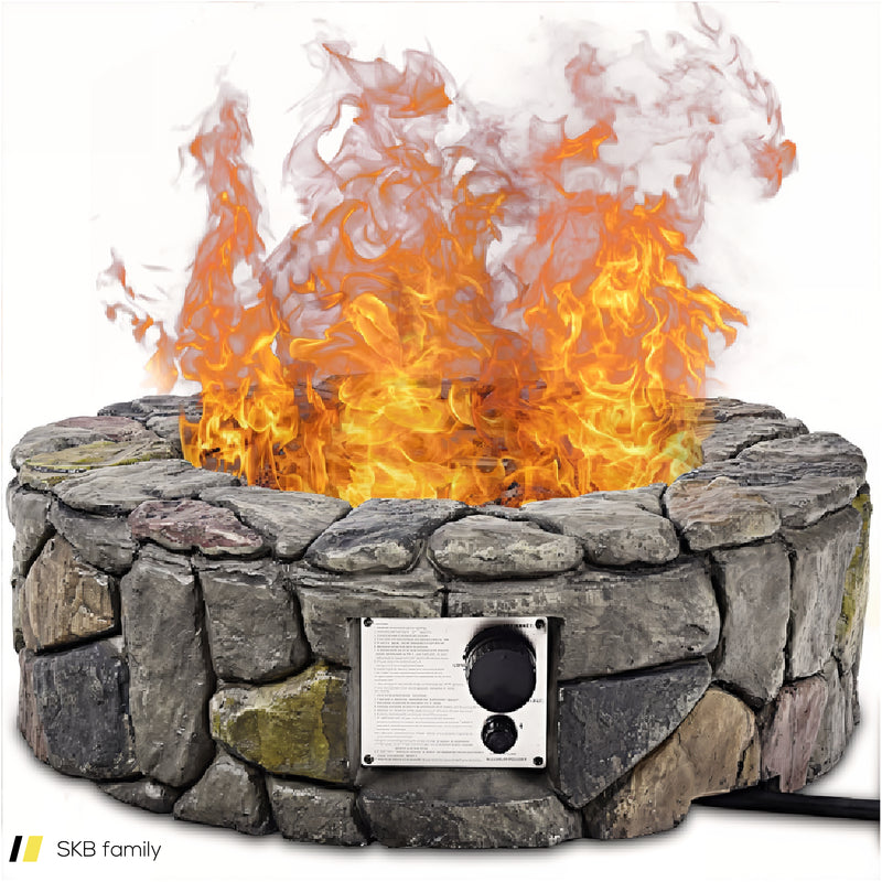 40,000 Btu Stone Gas Fire Stove Pit For Outdoor Patio Garden Backyard 240615-230879