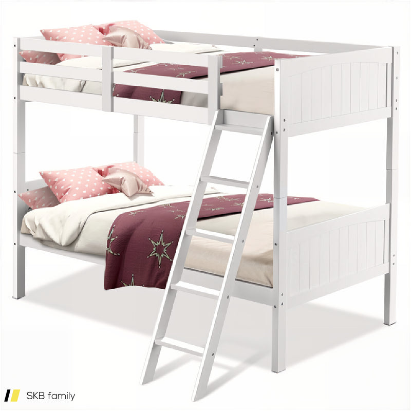 Wooden Twin Over Twin Bunk Beds With Ladder And Safety Rail 240615-230881